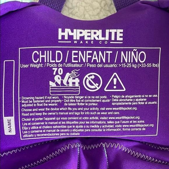 Hyperlite Life Vest Mint and Purple NWT- child/infant 33-55lbs - Picture 5 of 6